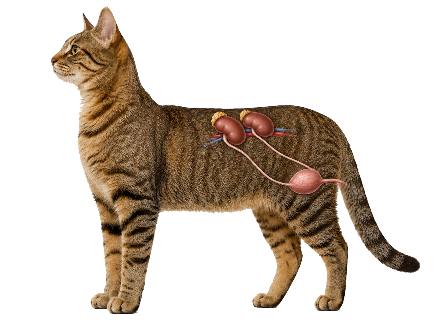 Gato com sistema renal ao centro do mapa mental